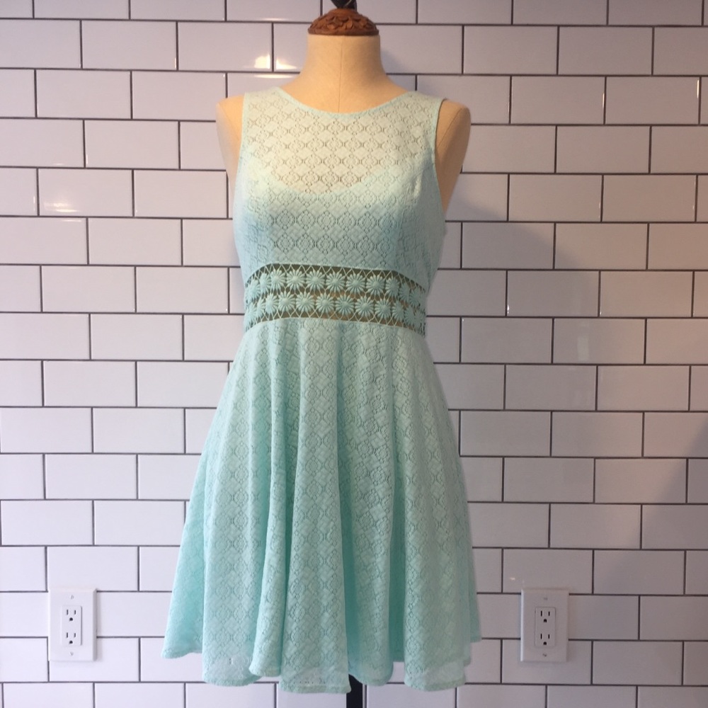 Free People | Mint Daisy Waist Fit & Flare Dress